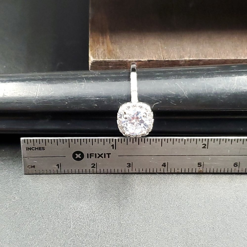 Size 9.75 Sterling Silver Brilliant Cubic Zirconia Halo Style Band Ring - Picture 7 of 8